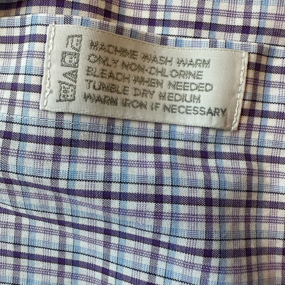 Kirklands Signature Mens Button Down Long Sleeve Purple Blue Pin Striped 16.5-35 - Picture 4 of 5